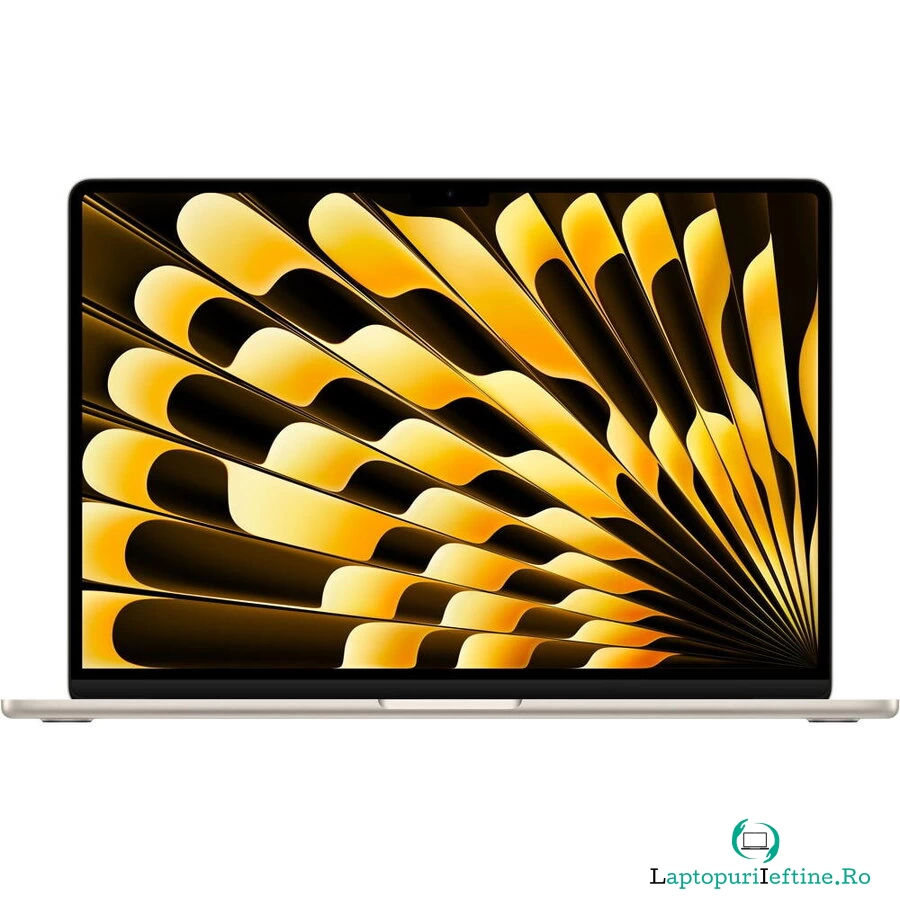 Apple Laptop Apple MacBook Air 15 cu procesor Apple M2, 8 nuclee CPU si 10 nuclee GPU, 8GB, 512GB SSD, Starlight, RO KB