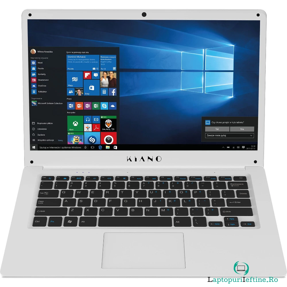 Laptop ultraportabil Kiano SlimNote 14.2, Intel Atom Z8350, 2GB DDR3, eMMC 32GB, Windows 10 Home