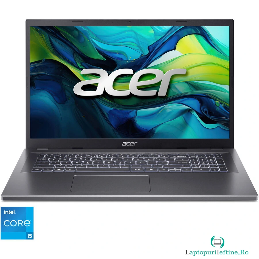 Laptop Acer Aspire 17 A17-51M-526G cu procesor Intel® Core™ i5-1334U pana la 4.6GHz, 17.3&#039;&#039;, Full HD, IPS, 16GB LPDDR5 RAM, 512GB SSD, Intel® Iris® Xe Graphics, No OS, Steel Gray