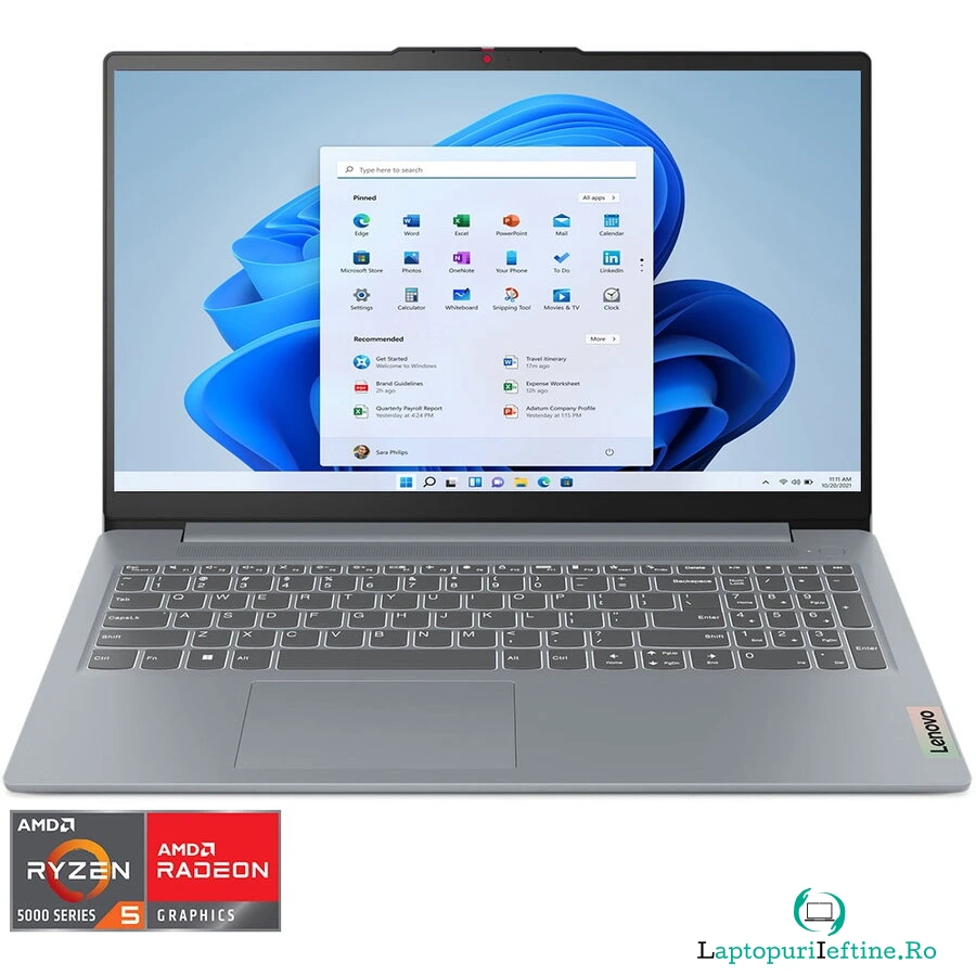Laptop Lenovo IdeaPad Slim 3 15ABR8 cu procesor AMD Ryzen™ 5 5625U pana la 4.3GHz, 15.6&#039;&#039;, Full HD, 16GB DDR4 RAM, 512GB SSD, AMD Radeon™ Graphics, Windows® 11 Home, Arctic Grey